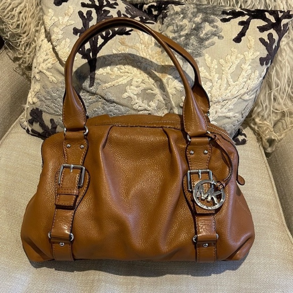 Michael Michael KORS soft side leather satchel in Cognac